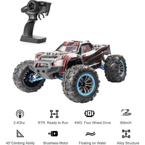 High Speed 80km/h 4WD 2.4Ghz Remote Control RC Car 2.4G 1:10 Brushless Motor Alloy Frame Off Road Vehicle Gift For Children