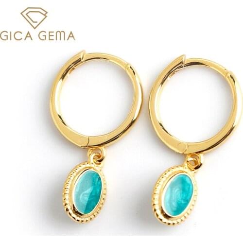 GICA GEMA Simple Drop Earrings For Women Real 925 Sterling Silver Sky Green Anniversary Engagement Fine Jewelry 2021 Trend