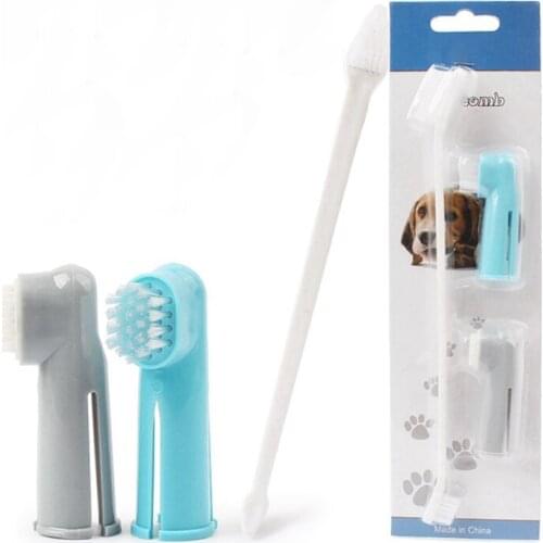 Pet Toothbrush Suit Dog Finger Toothbrush Soft double-ended Toothbrush Pet Teddy Dog Brush Bad Breath Clean Teeth Tool