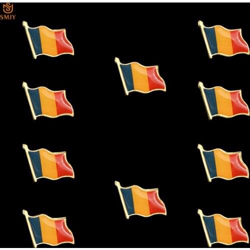 10PCS Romanian Flag Brooch Asian National Emblem Badge Tie Lapel Safety Buckle Pin Tag Jewelry DIY Custom Crafts Collection