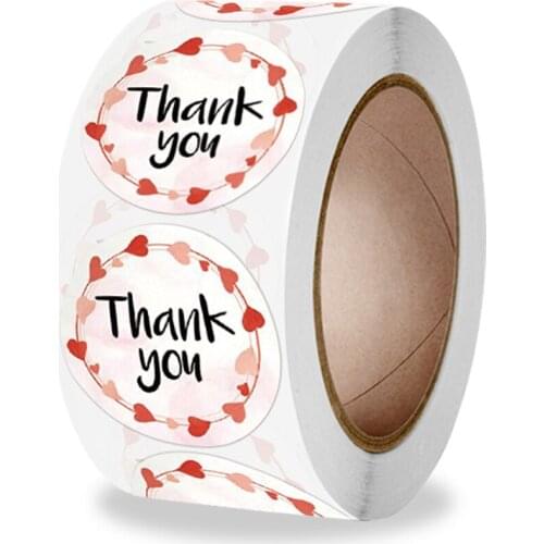 100-500Pcs Thank You Stickers With Red Hearts Scrapbooking Stickers Festival Birthday Party Gift Labels Sealing Stickers