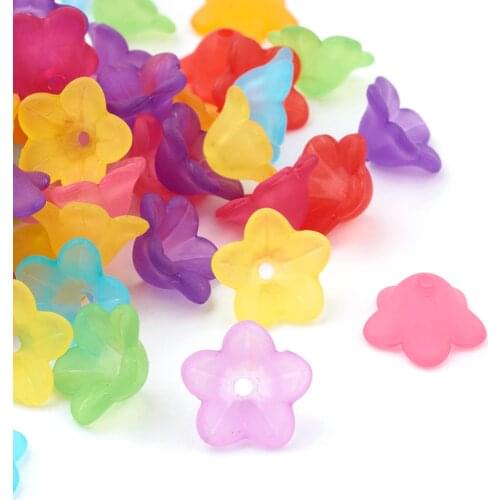 Chunky Transparent Frosted Flower Acrylic Beads for Jewelry Making 13x7mm hole:1mm
