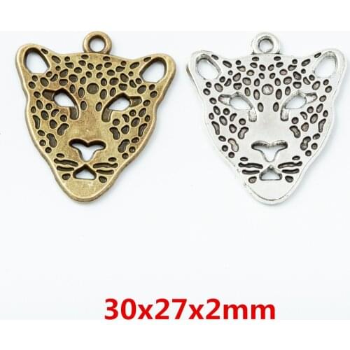 15 pieces of retro metal zinc alloy tiger pendant for DIY handmade jewelry necklace making 6741