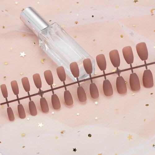 24Pcs Full Cover fake Press on Nails Matte Frosted Series Long Coffin False Nails Ballet Nail Pieces Fashion Manicure Patches