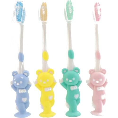 4pcs/Set Household Cartoon Toothbrush Children Bamboo Charcoal Soft Hair Sets Silicone Cute Clean Brushing Teeth Toothbrush 2021