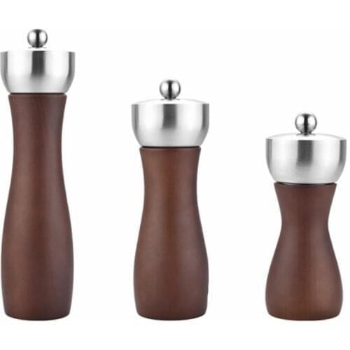 5/6/8 Inch Beech Pepper Mills Salt Grinder Manual Seasoning Mill Sesame Grinders with Ceramic Grinding Core Home Kitchen Tools