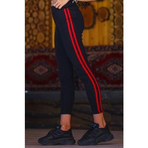 As well Double Stripe Leggings Siyahkırmızı - 0216.432