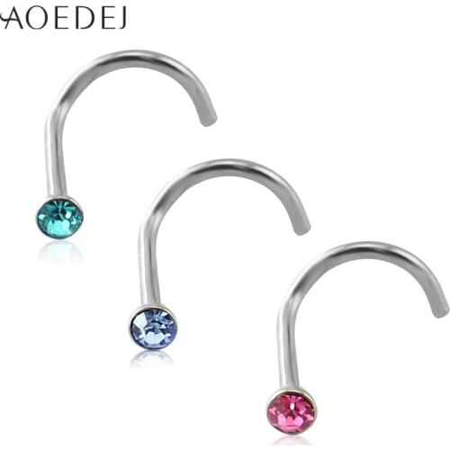AOEDEJ Crystal Nose Ring Stainless Steel Nose Piercings Body Jewelry Nose Studs Cubic Zircon Nostril Piercing for Women