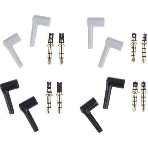 2pcs/lot Black White Audio Plugs 90 Degrees 3.5mm stereo headset plug jack 3 4 pole 3.5 Gold Plated Jack Adaptor Connector