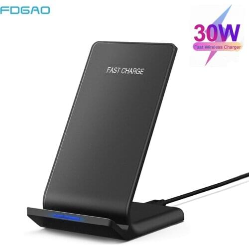FDGAO 30W Qi Wireless Charger Stand for Samsung S10 S20 Note 10 20 Fast Charging Station Phone Holder For iPhone 12 11 XS XR X 8