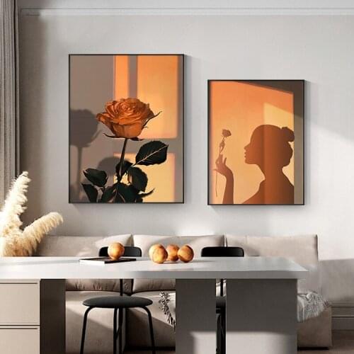 Frameless Nordic Niche Living Room Decoration Painting Mural Light Luxury Art Flower Light and Shadow Bedroom Hanging Painting