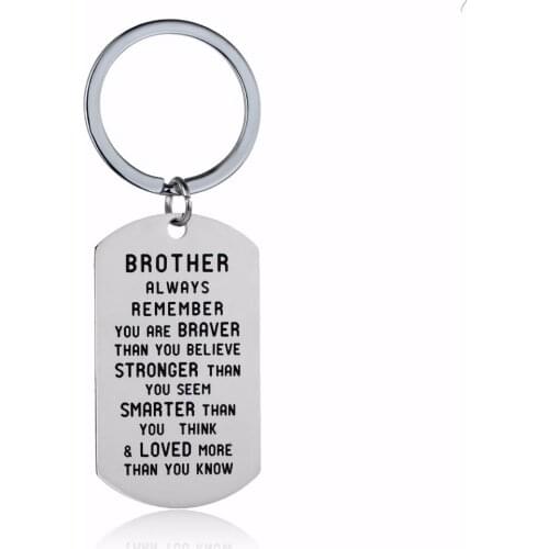 12PC/Lot Hot Family Brother Key Chain Men Boys Keyring Always Remember You Are Braver Stainless Steel Keychain BFF Friends Gifts