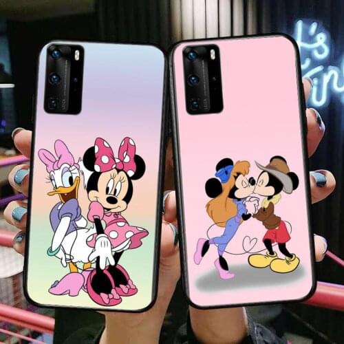 Minnie Mouse Mickey Hug Phone Case For Huawei P40 p30 P20 10 9 8 Lite E Pro Plus Black Etui Coque Painting Hoesjes comic fas