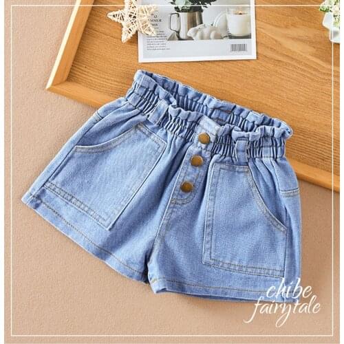 Kids Baby Girls Shorts Jeans High Waist Eastic Band Solid Ripped Hip-huggers 6M-5T Denim Short for Children