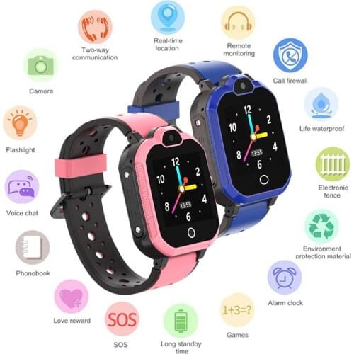 Kids Smart Watch 1.4 Inch Colored Touch Screen IP67 4G Waterproof Remote Camera Smart GPS WIFI Wristwatch For Kids Students