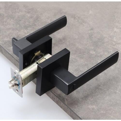 Stainless steel door handle with locking cylinder Polished rear front lever lock interior home security accessories