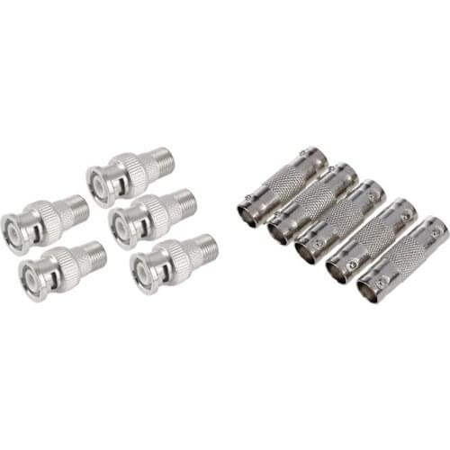 F Female to BNC Male Coax RF Connector RG6 RG59 Adapter x 5 with BNC T Splitter Female to Female RF Coax Connector