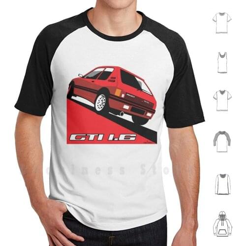 Peugeot 205 Gti 1.6 Red T Shirt 6xl Cotton Cool Tee Peugeot Pug 205 French France Car Cars Personalized Caricature Cartoon