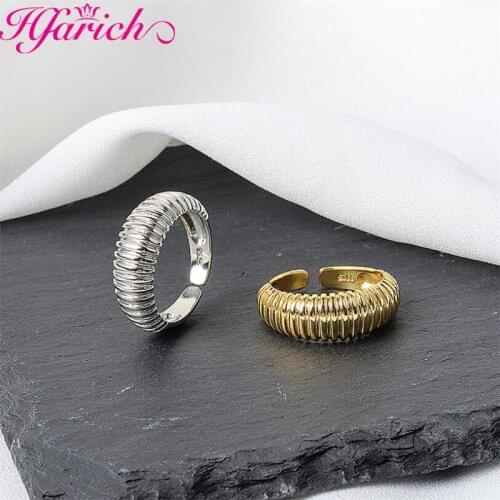 Boho Geometric Cambered Party Rings for Women France Simple Gold Silver Color Wave Pattern Creative Design Bride Jewelry Gifts