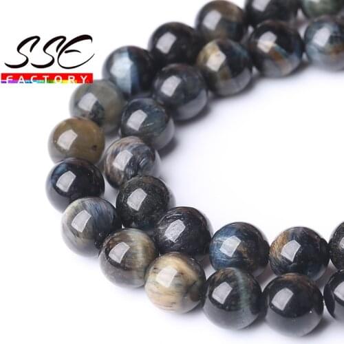 Blue Tiger Eye Stone Beads Natural Stone Round Loose Beads for Jewelry Making 4 6 8 10 12 Mm Gem Beads Diy Bracelet Accessories