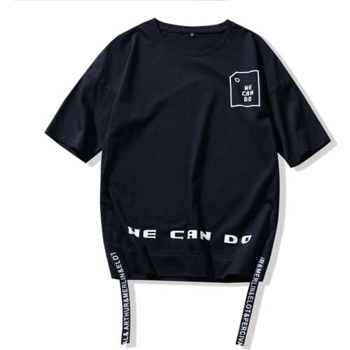 Harajuku Trend Print Cotton Hong Kong Minimalist Style t Shirt Vintage Casual Oversized Loose Clothes Hip Hop Novelty Streetwear