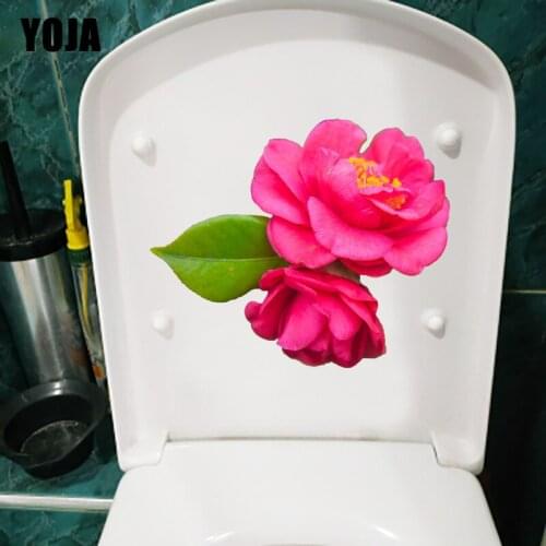 YOJA 22.6X18.8CM Beautiful Bright Tea Flowers Bedroom Decor WC Toilet Sticker Home Wall Decal T1-1841