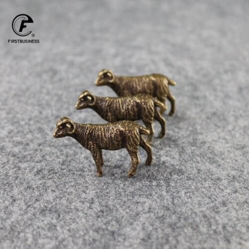Copper Goat Sheep Trinkets Brass Animal Model Sheep Desktop Ornaments Copper Tea Pet Desktop Paperweight Home Decor Accessory