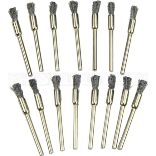 15x Steel Pencil Wire Wheel Cup Brushes Kit Accessories for Polished Rotary Tool #D12855