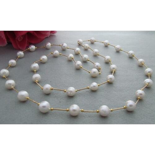 Natural freshwater pearl 48 inches 9-10 mm Keshi Pearl necklace sweater chain