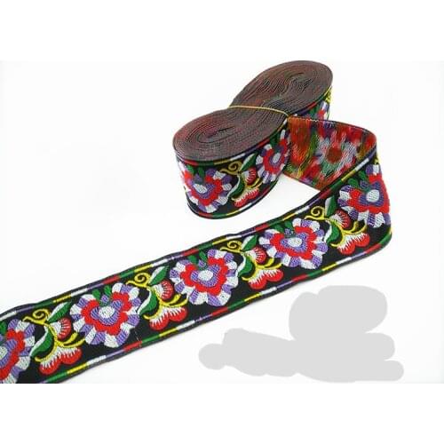 NEW 2" 5cm 8yard/lot High quality Woven Jacquard Ribbon Black background gorgeous cherry blossoms and belt lace Accessories