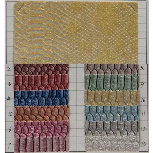 Factory wholesale synthetic PVC leather luggage bags leather material serpentine glitter powder pearl leather fabric