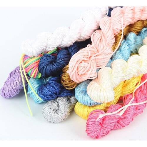 24m/Roll Dia1mm Colorful Polyester Braided Thread Cord Jewelry Making Chinese Knot Macrame Rattail Cord For Bracelet Accessories