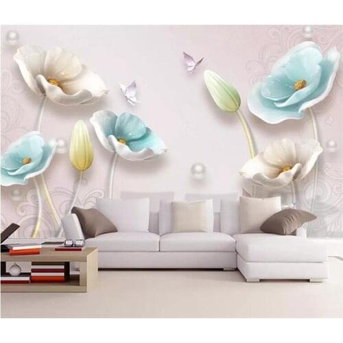 Custom wallpaper beautiful 3d photo mural HD original luxury 3D jewelry flower TV background wallpaper Original Image