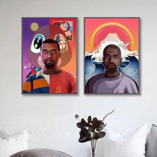 Singer Rapper Kanye West Poster and Prints Abstract Figure Canvas Painting Modern Wall Art Pictures For Living Room Home Decor