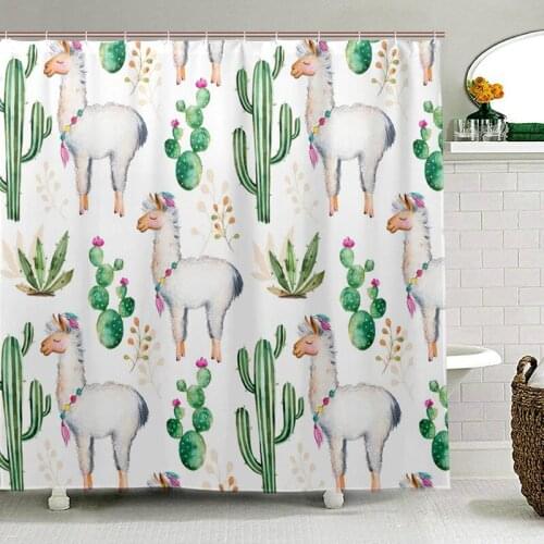 Desert Cactus with Camel Animal Shower Curtain Polyester Fabric Bath Curtain For Bathroom Multi-size Printed Toilet Curtains