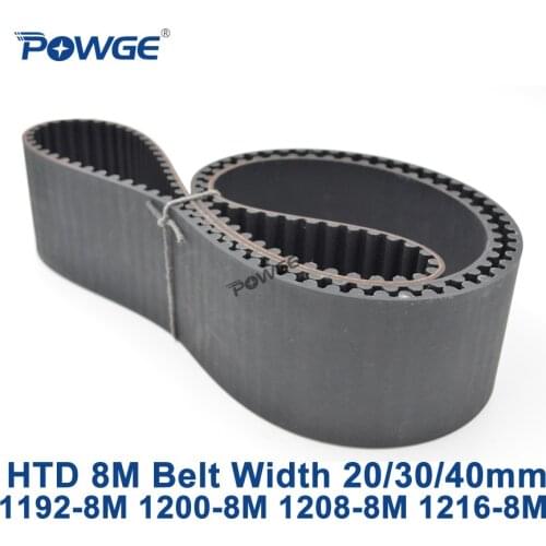 POWGE HTD 8M synchronous Timing belt C=1192/1200/1208/1216 width 20/30/40mm Teeth 149 150 151 152 HTD8M 1192-8M 1200-8M 1216-8M