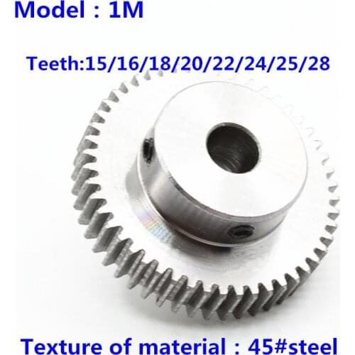 Spur Gear pinion 1M 15T 16 18 20 22 24 28Teeth 1 Mod Right Teeth 45# steel worm gear motor gear rack transmission RC