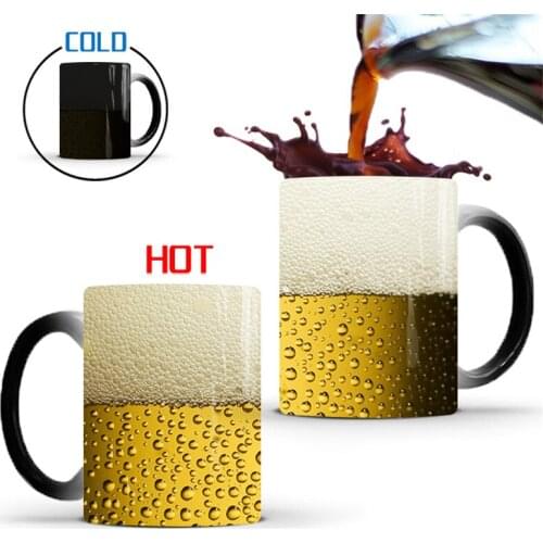 Funny Beer Bubble Color Changing Mug Creative Thermochromic Eco-Friendly Ceramic Cup Home Office Drinkware Water Tea Beer Mugs