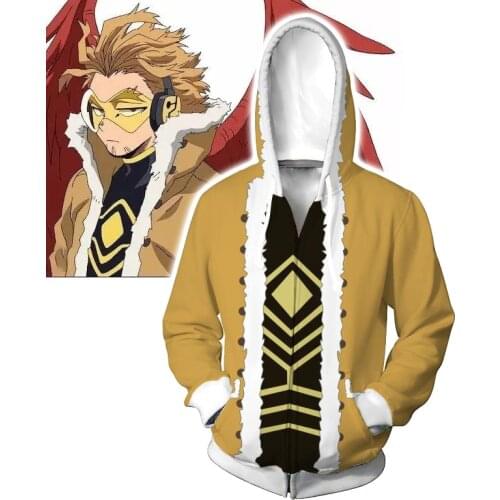 Fashion Street Hoodie My Hero Academia Hawks Hoodie cosplay costume Sweatshirts white Hoodies Halloween cosplay Casual sweater