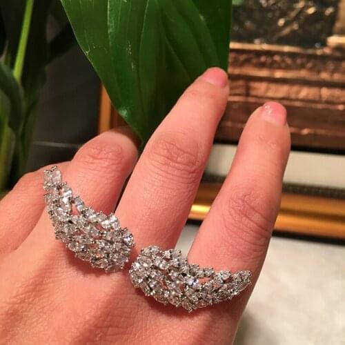 UMGODLY Luxury Brand Resizable Rings Angel Wings Ring Water Drop Zircon CZ Women Party Jewelry Fashion Gift