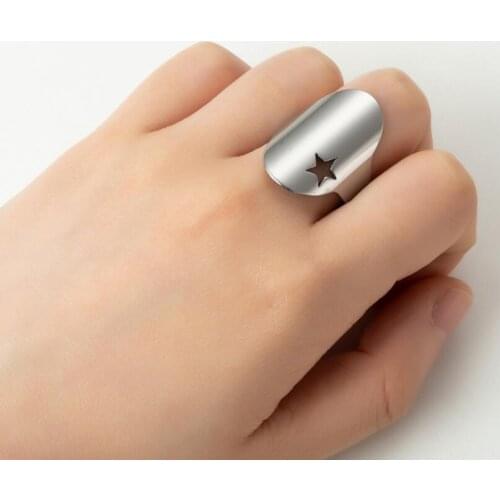 WANGAIYAO2021 new open ring female fashion geometric simple stainless steel mens ring hollow star ring student birthday gift je