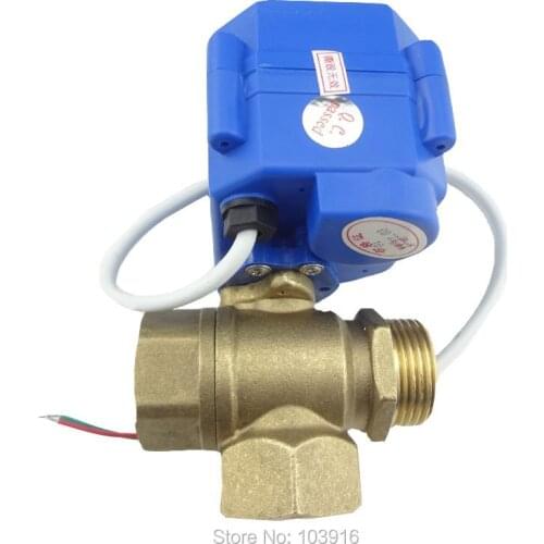10 units 3 way DN20(reduce port) motorized ball valve, electric ball valve(L port), motorized valve, MS-3-20-12V-L-R01-10