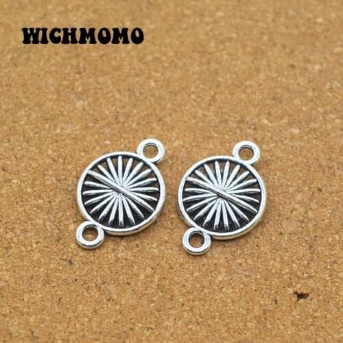 2021 New 20pcs/bag 20*13mm Retro Zinc Alloy Round Sun Two Hole Connector Charms for DIY Necklace Earrings Jewelry Accessories