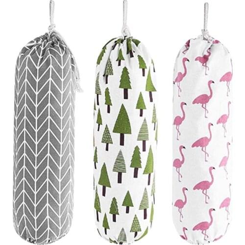 3pcs/set Durable Storage Hanging Bag Eco-Friendly Grocery Organizer Household Cotton And Linen Drawstring Bags Door Hanging