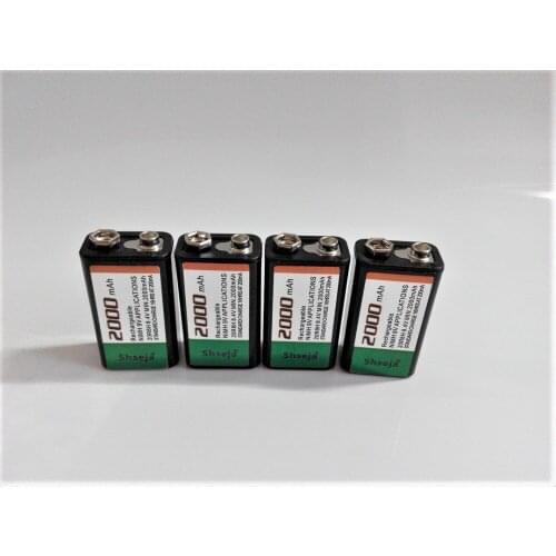 4pcs/lot SHSEJA 2000mAh 9V rechargeable battery 9V NiMH battery for metal detection instrumentation free shipping