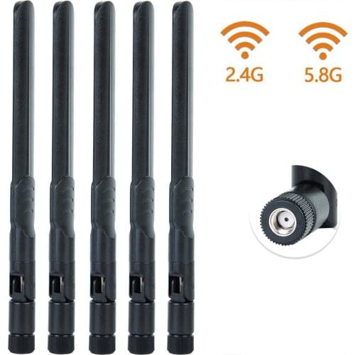 5pcs Dual Band WiFi 2.4GHz 5GHz 5.8GHz 8dbi RP-SMA Male Antenna for WiFi Router Wireless Network Card WiFi AP Hotspot Modem