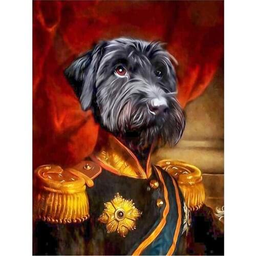 5D DIY Full Round/Square Diamond Painting Marshal Black Dog Cross Stitch 3D Embroidery Rhinestone Mosaic Home Decor Art Y1616