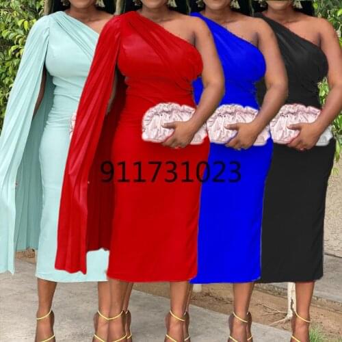 Dashiki African Dresses For Women Bodycon Dress One Shoulder Party Sexy Evening Female Africa Female Date Out Robes Gowns