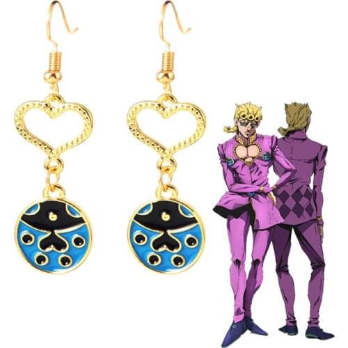 Anime JoJo Bizarre Adventure Earrings Golden Wind Giorno Giovanna Insect Drop Earrings for Women Girl Cosplay Jewelry