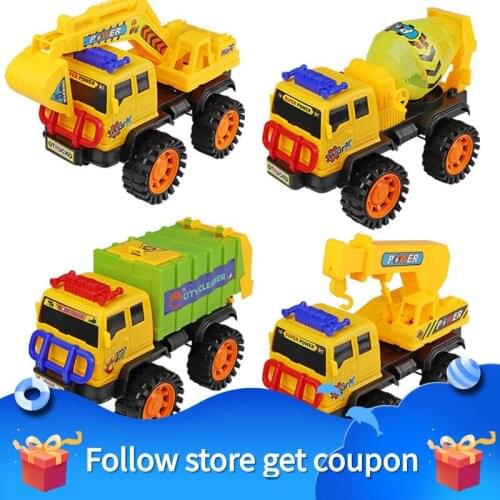 Vehicles Car Bigfoot Buggy 4WD Off-road Slide Crane Sanitary Cement trucks Excavator Dumper Present For Childen